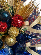 Load image into Gallery viewer, Blue and Gold Christmas Swag, Christmas Decor