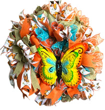 Load image into Gallery viewer, Colorful Butterfly Wreath, Spring Summer Wreath, Home Decor