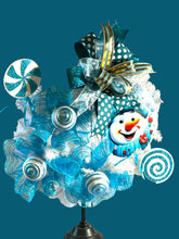 Load image into Gallery viewer, Blue and White Snowman Wreath, Christmas Wreath, Winter Wreath, Christmas Decor, Winter Decor