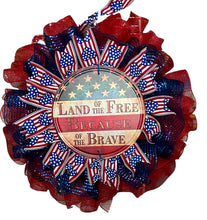 Load image into Gallery viewer, Land of the Free Because of the Brave, Patriotic Wreath, Veteran Gift, Memorial Gift
