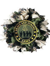Load image into Gallery viewer, Army Wreath, Military Gift, Patriotic, Brave and Strong Army, Veteran Gift