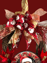 Load image into Gallery viewer, Black Santa Christmas, Christmas Wreath, Christmas Decor, Red and Gold Christmas