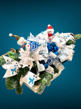 Load image into Gallery viewer, Blue and White Snowman Christmas Centerpiece, Christmas Decor, Snowman, Winter Decor