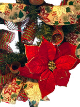 Load image into Gallery viewer, Red Cardinal Christmas Wreath, Poinsettia Wreath, Christmas Decor