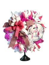 Load image into Gallery viewer, Pink and White Snowman Wreath, Winter Wreath, Christmas Wreath