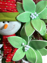 Load image into Gallery viewer, Snowman Wreath, Red and Green Snowman, Christmas Wreath, Christmas Decor, Winter Decor