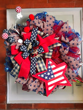 Load image into Gallery viewer, Patriotic Wreath, Red White and Blue, Stars and Stripes, Patriotic Decor