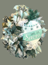 Load image into Gallery viewer, Let It Snow Wreath, Winter Wreath, Christmas Wreath, Mint and White Christmas, Christmas Decor