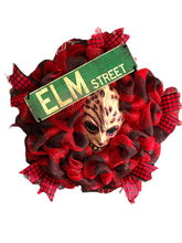 Load image into Gallery viewer, Elm Street Wreath, Freddy Krueger Wreath, Halloween Wreath, Scary Wreath, Halloween Decor