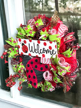 Load image into Gallery viewer, Ladybug Welcome Wreath, Welcome Wreath, Ladybug Wreath, Spring Summer Wreath, Home Decor