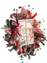 Load image into Gallery viewer, Santa and Rudolph Christmas Wreath, Christmas Decor, Traditional Christmas Wreath
