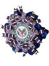 Load image into Gallery viewer, Veteran Wreath, Military Wreath, Patriotic Wreath, US Veteran Wreath, Patriotic Decor