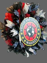 Load image into Gallery viewer, Marine Wreath, Military Wreath, Veteran Wreath, Patriotic