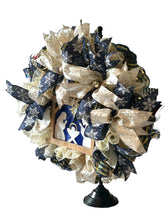 Load image into Gallery viewer, Holy Night Christmas Wreath, Religious Christmas, Nativity Wreath, Christmas Decor, Blue and Gold Christmas