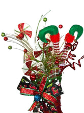 Load image into Gallery viewer, Elf Boot Christmas Centerpiece, Christmas Decor, Christmas Floral