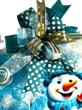 Load image into Gallery viewer, Blue and White Snowman Wreath, Christmas Wreath, Winter Wreath, Christmas Decor, Winter Decor