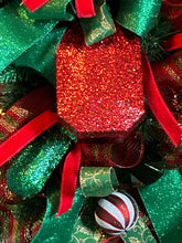 Load image into Gallery viewer, Red and Green Jewel Christmas Swag, Christmas Decor, Red and Green Christmas