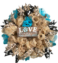 Load image into Gallery viewer, Love Is A Four Legged Word Dog Wreath, Dog Decor, Paw Wreath, Dog Wreath