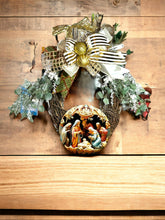 Load image into Gallery viewer, Nativity Christmas Wreath, Religious Christmas, Christmas Wreath, Christmas Decor