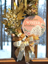 Load image into Gallery viewer, Warm Winter Wishes Wreath, Winter Wreath, Winter Decor, Glam Owl Winter Wreath, Pink Winter Owl Decor