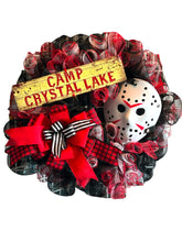 Load image into Gallery viewer, Camp Crystal Lake Wreath, Halloween Wreath, Jason Wreath, Halloween Decor