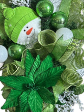 Load image into Gallery viewer, Snowman Swag, Green and White Christmas, Christmas Swag, Christmas Decor