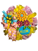 Load image into Gallery viewer, Welcome Wreath, Spring Summer Wreath, Front Door Decor