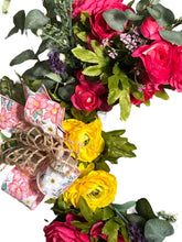 Load image into Gallery viewer, Floral with Cross Wreath, Religious Wreath. Cross Grapevine Wreath, Easter Decor