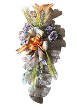 Load image into Gallery viewer, Cross Wreath, Cross Floral Door Hanger, Easter Decor, Religious Decor