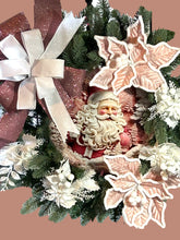 Load image into Gallery viewer, Pink Santa Christmas Wreath with Lights, Christmas Wreath, Christmas Decor, Winter Decor