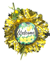 Load image into Gallery viewer, Welcome Wreath, Lemon Wreath, Summer Spring Wreath