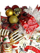 Load image into Gallery viewer, The 12 Days of Christmas Wreath, Christmas Decor, Red White and Gold Christmas, Christmas Wreath
