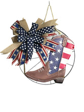 Load image into Gallery viewer, Patriotic Boot Wreath, Cowboy Wreath, Patriotic Decor