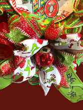 Load image into Gallery viewer, HO HO HO Green Monster Wreath, Christmas Wreath, Christmas Decor