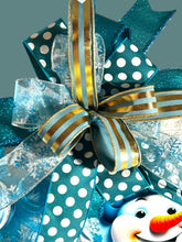 Load image into Gallery viewer, Blue and White Snowman Wreath, Christmas Wreath, Winter Wreath, Christmas Decor, Winter Decor