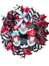 Load image into Gallery viewer, IT Inspired Halloween Wreath, Derry Wreath, Halloween Decor, Scary Halloween Wreath
