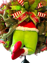 Load image into Gallery viewer, Green Monster Wreath, Green Monster Butt Wreath, Christmas Wreath, Christmas Decor
