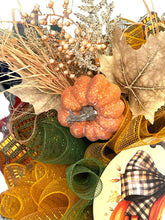 Load image into Gallery viewer, Thankful Fall Wreath, Thanksgiving Wreath, Autumn Decor, Fall Decor, Pumpkin Wreath