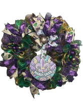 Load image into Gallery viewer, Mardi Gras Wreath, Mardi Gras Decor, Fat Tuesday Celebration