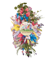 Load image into Gallery viewer, Welcome Floral Butterflies Swag, Spring Wreath, Summer Wreath, Front Door Decor, Front Porch Decor