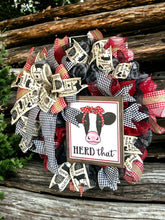 Load image into Gallery viewer, Herd That Wreath, Cow Wreath, Farmhouse Wreath, Rustic Decor, Farmhouse Decor
