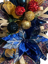 Load image into Gallery viewer, Blue and Gold Christmas Swag, Christmas Decor