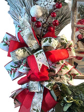 Load image into Gallery viewer, Vintage Santa in Window Wreath, Pine Wreath, Christmas Wreath, Christmas Decor
