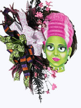 Load image into Gallery viewer, Frankenstein Bride Halloween Wreath, Halloween Wreath, Halloween Decor