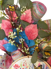 Load image into Gallery viewer, Welcome Floral Butterflies Swag, Spring Wreath, Summer Wreath, Front Door Decor, Front Porch Decor
