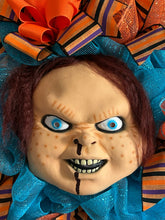 Load image into Gallery viewer, Chuck Wreath, Halloween Wreath, Scary Wreath, Halloween Decor