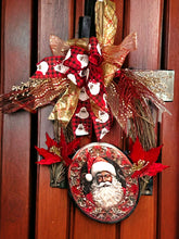 Load image into Gallery viewer, Black Santa Christmas, Christmas Wreath, Christmas Decor, Red and Gold Christmas