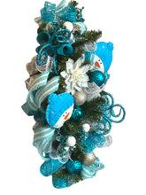 Load image into Gallery viewer, Snowman Swag, Christmas Swag, Winter Decor, Christmas Decor, Blue and White Christmas