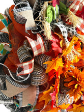 Load image into Gallery viewer, Fall Wreath, Thanksgiving Wreath, Scarecrow Wreath, Fall Decor, Thanksgiving Decor