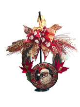 Load image into Gallery viewer, Black Santa Christmas, Christmas Wreath, Christmas Decor, Red and Gold Christmas
